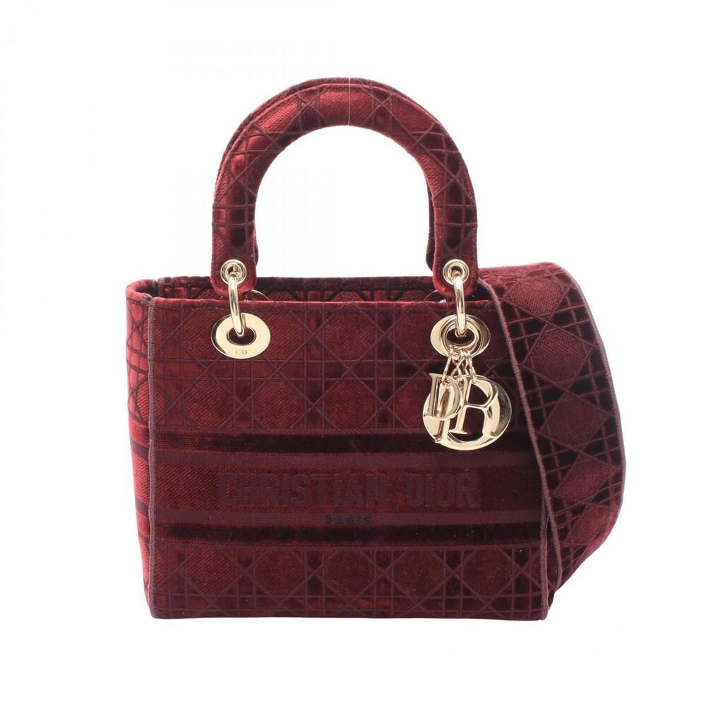 Christian Dior Dior LADY D-LITE Medium 2-Way Handbag, Fabric, Women's, Purple